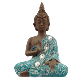 Beeld - Thaise Boeddha - Lotus - Turkoois - 13cm - C