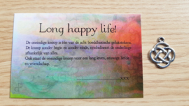Hanger - oneindige knoop - long happy life - met uitleg op kaart
