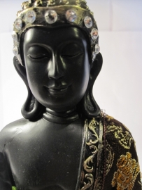 Beeld - Boeddha - Thaise Boeddha - met ketting - goud/zwart - 24 cm