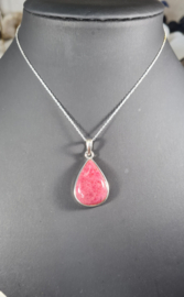 Rhodoniet Druppel Edelsteen Hanger in 925 Sterling Zilver 3,5 cm