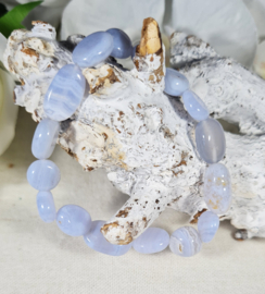 Edelsteen Armband Blue Lace Agaat Trommelsteen 10-12 mm