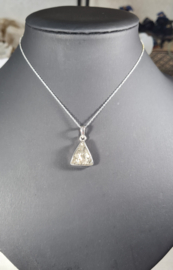 Pyriet Druzy Driehoekig Edelsteen Hanger in 925 Sterling Zilver 2,6 cm