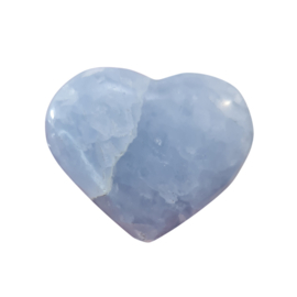 Blauwe Calciet Edelsteen Hart - No.15 - Madagaskar - 4 cm
