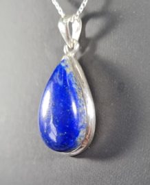 Lapis Lazuli Druppel Edelsteen Hanger in 925 Sterling Zilver 3,4 cm