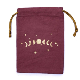 Katoenen Tasje met goudkleurige Maanfasen Design - Roze - 18,5 cm