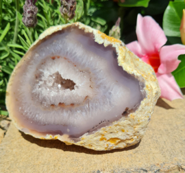 Agaat Edelsteen Geode Druzy - 9,5cm - Grijs