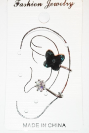 Oorbel - Earcuff - vlinder blauw - strass