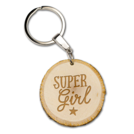 Sleutelhanger -Super Girl - Boomstam - 5 cm