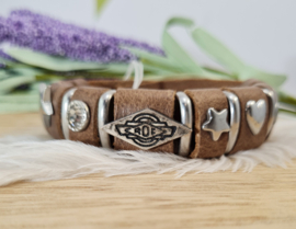 Armband - Leder - Studs - bruin