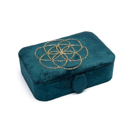 Sieraden Tarot Doos Zaad des Levens Blauw Fluweel 16 cm