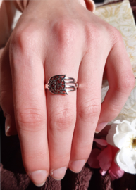 Ring Hamsa hand 925 Sterling Zilver - Maat 17 en 18