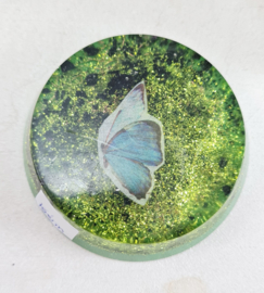 Orgonite - vlinder - disk - groen - 5,3 cm