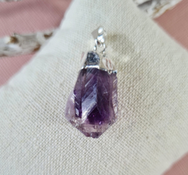Edelsteen Hanger Amethist Punt Verzilverd