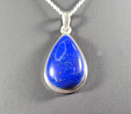 Lapis Lazuli Druppel Edelsteen Hanger in 925 Sterling Zilver 3,4 cm