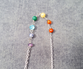 Pendel Rozenkwarts met chakra ketting