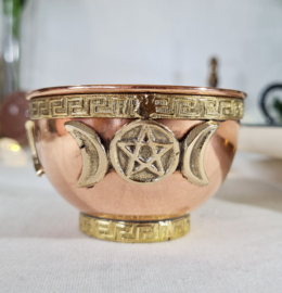 Offerschaal Tibetaanse wierookbrander Drievoudige Maan koper