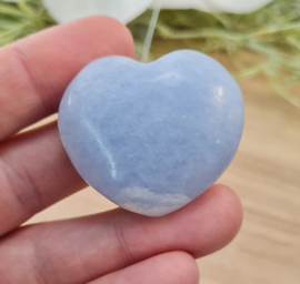Blauwe Calciet Edelsteen Hart - No.14 - Madagaskar - 4 cm