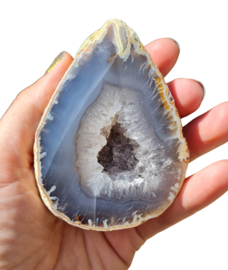 Agaat Edelsteen Geode Druzy - 8cm Blauwgrijs