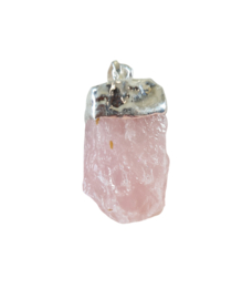 Edelsteen Hanger Rozenkwarts Ruw Verzilverd