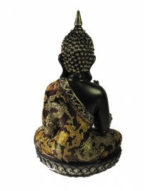 Beeld - Boeddha - Thaise Boeddha - met ketting - goud/zwart - 24 cm
