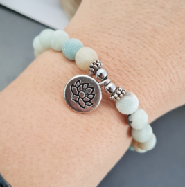 Armband Amazoniet Edelsteen met Lotus - 8 mm