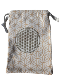 Katoenen Tasje met Bloem des Levens Wit ( GOTS)