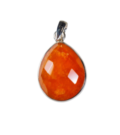 Carneool Facet Druppel Hanger in 925 Sterling Zilver 3,3 cm