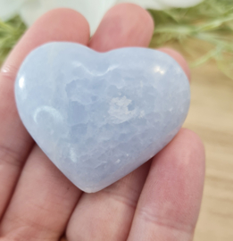 Blauwe Calciet Edelsteen Hart - No.09 - Madagaskar - 4 cm