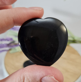 Obsidiaan Zwart Duimsteen - Worry Stone - Hart