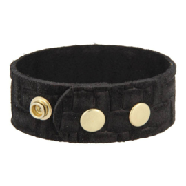 Armband - Tressia - suède - zwart - basket print