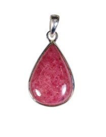 Rhodoniet Druppel Edelsteen Hanger in 925 Sterling Zilver 3,5 cm