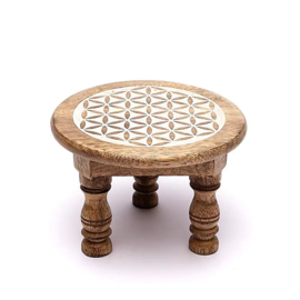 Altaar Tafel Hout Bloem des Levens Wit 15 cm