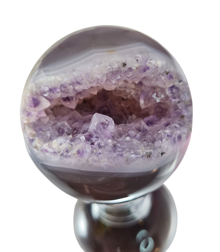 Agaat met Amethist Druzy - Edelsteen Bol - 6,2cm