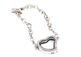 Memory Locket - Armband - Hart - met strass