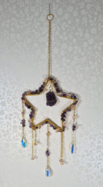 Raamhanger Suncatcher Ster met Amethist 12 cm