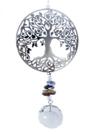 Tree of Life - Stainless Steel with crystal and chakra crystals.