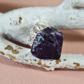 Edelsteen Hanger Amethist Punt Verzilverd