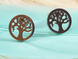 Oorbellen - Tree of life - studs - RVS