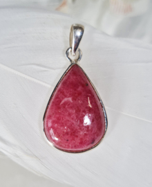 Rhodoniet Druppel Edelsteen Hanger in 925 Sterling Zilver 3,5 cm