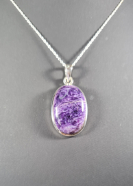 Charoiet Ovaal Edelsteen Hanger in 925 Sterling Zilver 3,7 cm