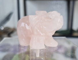 Olifant Rozenkwarts Edelsteen Carving 4 cm