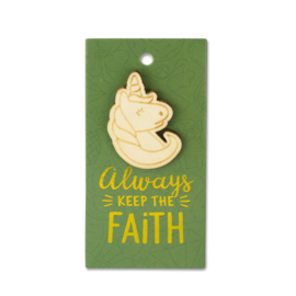 Houten Broche op cadeaukaartje - Faith