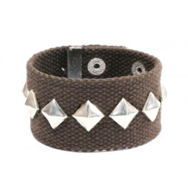 Armband - Stof - studs - bruin