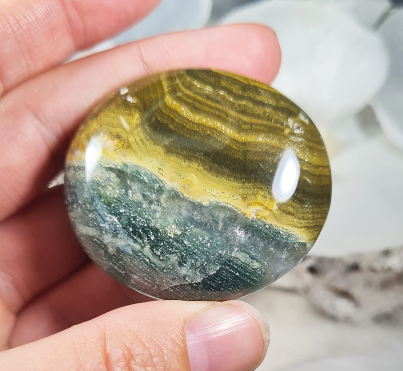 Oceaan Jaspis Groen Handsteen no.14 Edelsteen