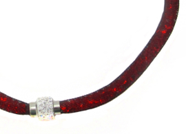 Ketting Sterrendust zwart gevuld rood stras sluiting