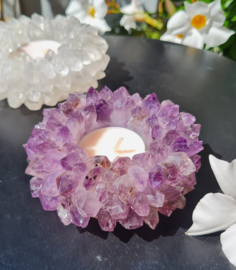 Amethyst Mood Light - Gemstone Points - Tealight Holder - 10cm