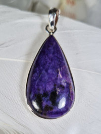 Charoiet Druppel Edelsteen Hanger in 925 Sterling Zilver 4,3 cm