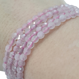 Edelsteen Armband Rozenkwarts - facet 4mm - s/m