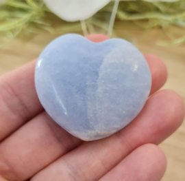Blauwe Calciet Edelsteen Hart - No.14 - Madagaskar - 4 cm