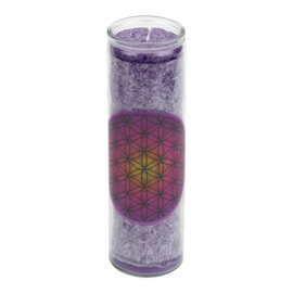 Stearine candle with Flower of Life purple